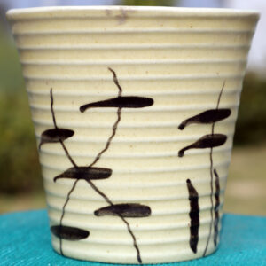 Cream Ribbed Ceramic Planter ThakurJi Organics