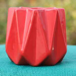 Red Geometric Ceramic Planter ThakurJi Organics