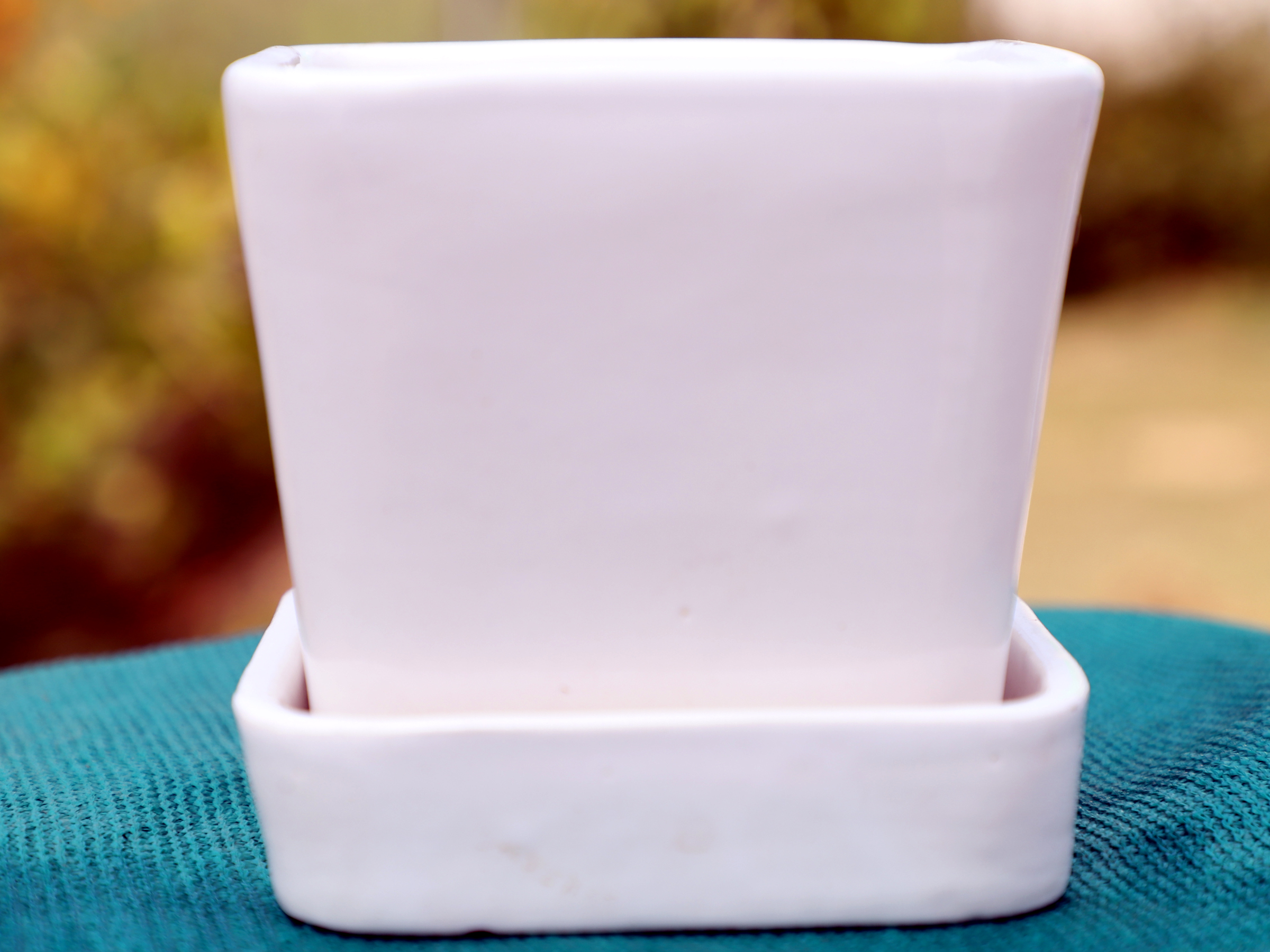 Square Ceramic Planter with Tray ThakurJi ORganics